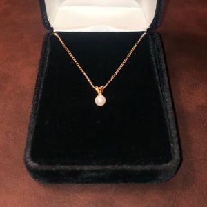 14kt yellow gold Pearl necklace 14"